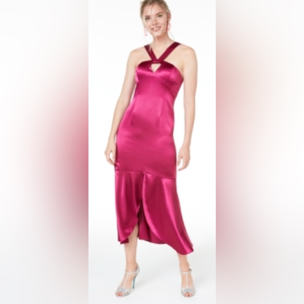 Aidan Aidan Mattox Size 10 Fuschia Sheath Sleeveless Fixed Straps Dress Back Zip